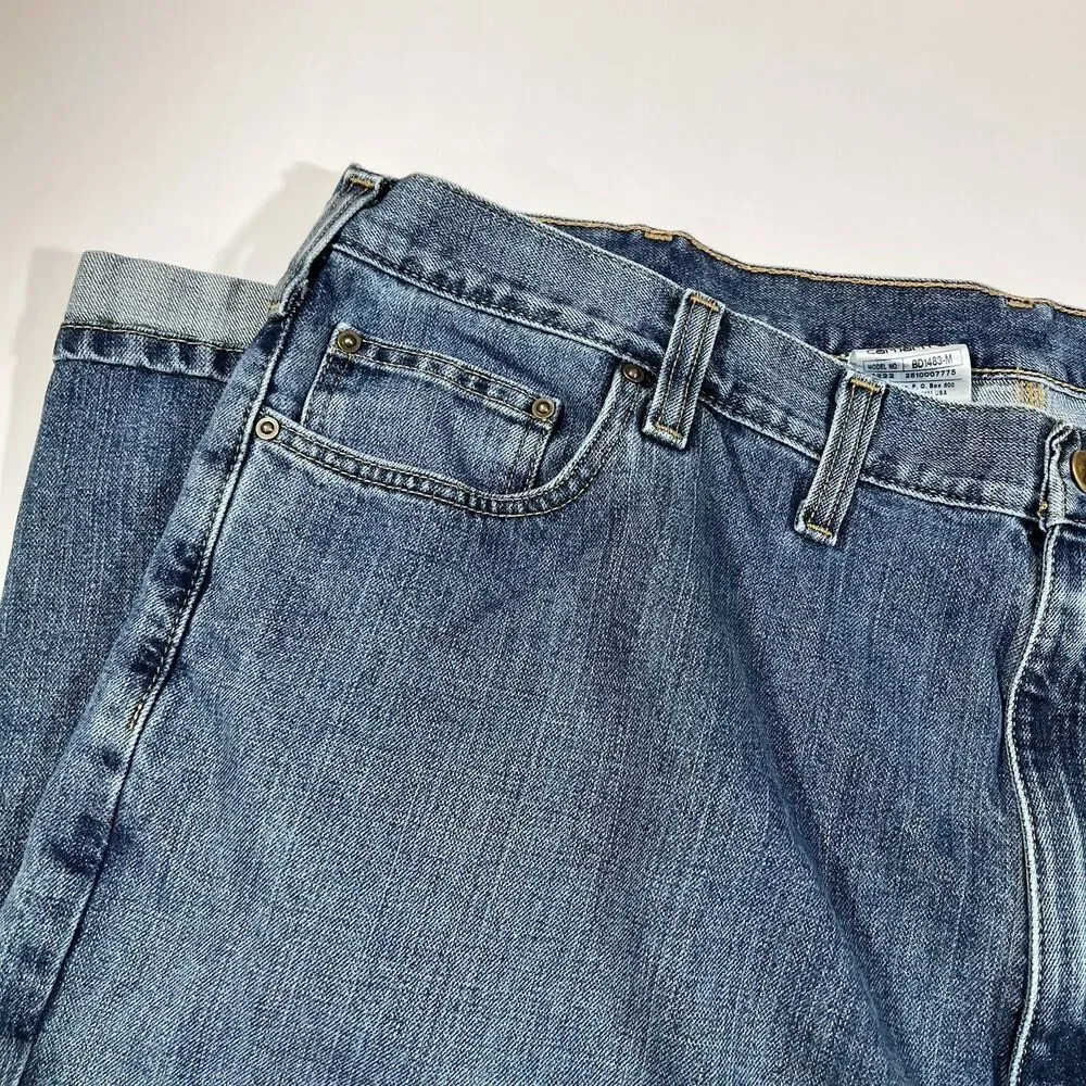 Carhartt BD1483-M Relaxed Fit Medium Wash Denim Jeans Pants Men's 46x30